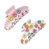 Top Trenz candy heart valentine printed large hair accessory claw clip