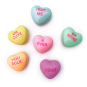 Top Trenz collection of sticky blobbie blob foam squishy conversation hearts printed vday