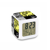 top trenz black and yellow two sided happy face printed alarm digital clock for camp and bedroom