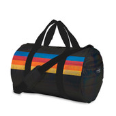 top trenz black puffer duffel bag gym bag with colorful stripes across