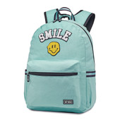 Top Trenz Aqua teal colored backpack canvas school bag with happy face patches