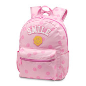 Top trenz pink canvas school day pack backpack with a smile patch