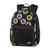 Top trenz canvas material backpack day bag with printed happy faces