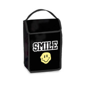 Top Trenz black canvas snack bag small bag with smile patch print