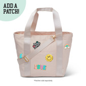 Top Trenz Classic Nylon Tote in Beige with customizable patches