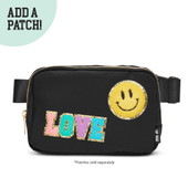 Top Trenz Everyday Nylon Belt Bag in Black with Customizable Patches