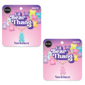 Top Trenz Lil Bear Thang Bear Paperclip Necklace Pastel Glitter Packaging
