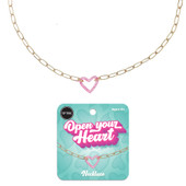 Open Your Heart Paperclip Pendant Necklace With Packaging