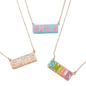 Top Trenz trendy gold chain charm smile necklace