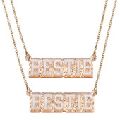 Top Trenz BFF Charm Gold Necklaces Set with Bestie In Acrylic Letters