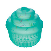 A close-up of a teal colored Sprinkle Cupcake Sugar Squisher Toy