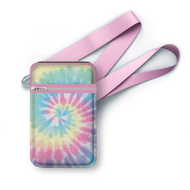 Top Trenz canvas material cellphone purse bag with printed pastel tie dye pattern and pink straps Top Trenz canvas material cellphone purse bag with printed pastel tie dye pattern and pink straps