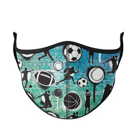 Top Trenz Green Blue Graffiti Sports Face Mask Top Trenz Green Blue Graffiti Sports Face Mask