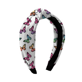 Top Trenz white knot headband with rainbow butterfly prints Top Trenz white knot headband with rainbow butterfly prints