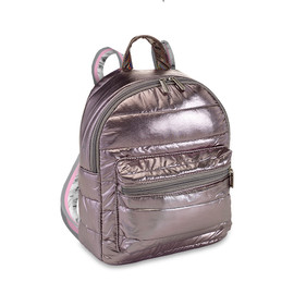 Gunmetal Puffer Mini Backpack  in fun straps Gunmetal Puffer Mini Backpack  in fun straps