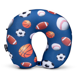 Top Trenz Navy Sports Printed Microbeaded Travel Neck Pillow