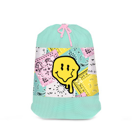 top trenz mesh teal colored printed sock laundry storage bag top trenz mesh teal colored printed sock laundry storage bag