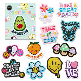Top Trenz Embroidered Sticker Patch Assortment Top Trenz Embroidered Sticker Patch Assortment