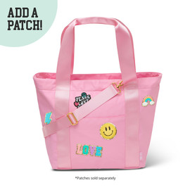 Top Trenz Classic Nylon Tote in Pink with customizable patches Top Trenz Classic Nylon Tote in Pink with customizable patches