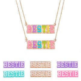 Top trenz bff jewelry acrylic gold chain necklace with bestie charm