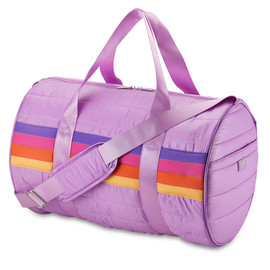 purple stripe aviator duffel bag