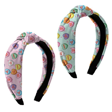 Hearts Printed Knot Headbands Accessory For All