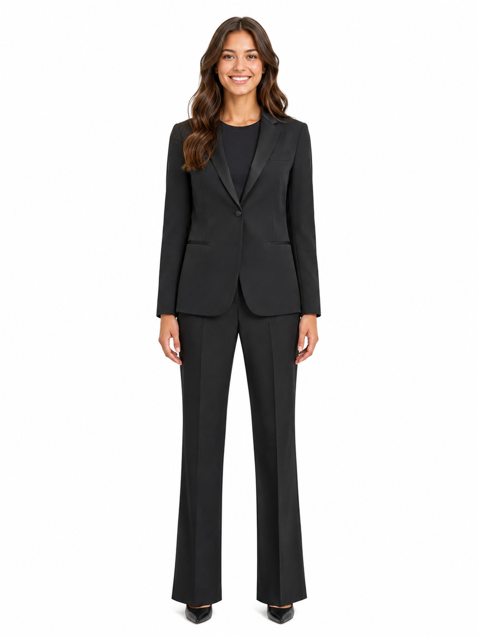 The Clarissa - Women's Tuxedo Package Black Rounded Neck Blouse The Clarissa - Women's Tuxedo Package Black Rounded Neck Blouse