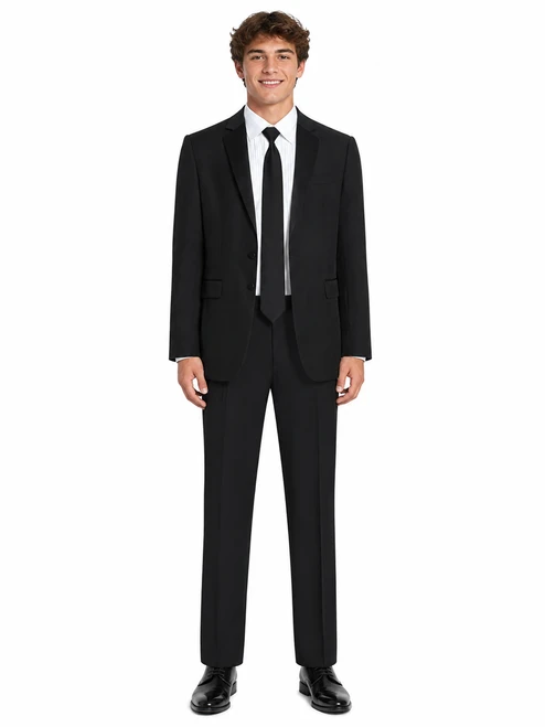 The Eli - Men's Tuxedo Package with White Dress Shirt and Black Long Tie