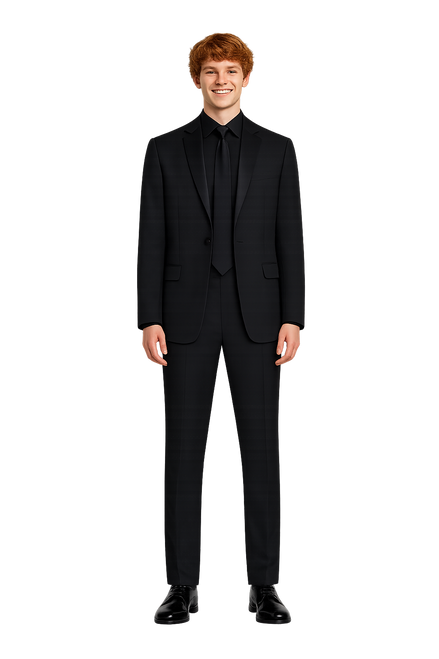 Gabe - Men's Tux Package with Black Dress Shirt and Black Long Tie