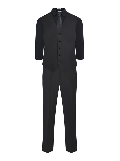 Ian Ensemble Package with Black Dress Shirt,#350 Vest and Black Long Tie