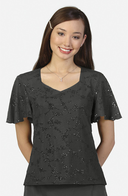 Monica - Velvet Flocked Chiffon Bouse