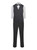The Parker is a men's ensemble package which includes our men's tuxedo pants, white wing shirt, black satin vest with pockets and a black bow tie