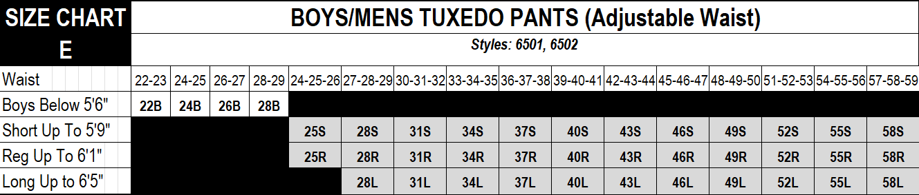 size chart e