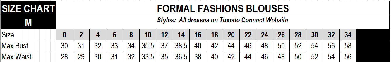 size chart m