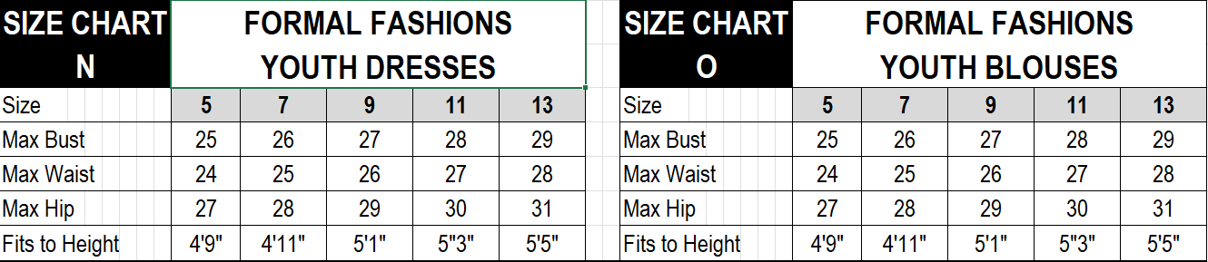 size chart l