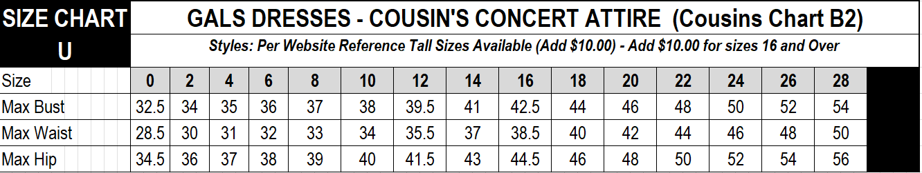 size chart u