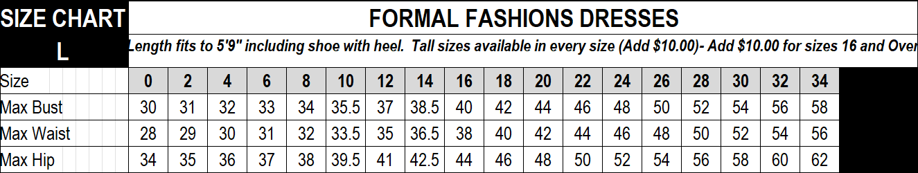 size chart l