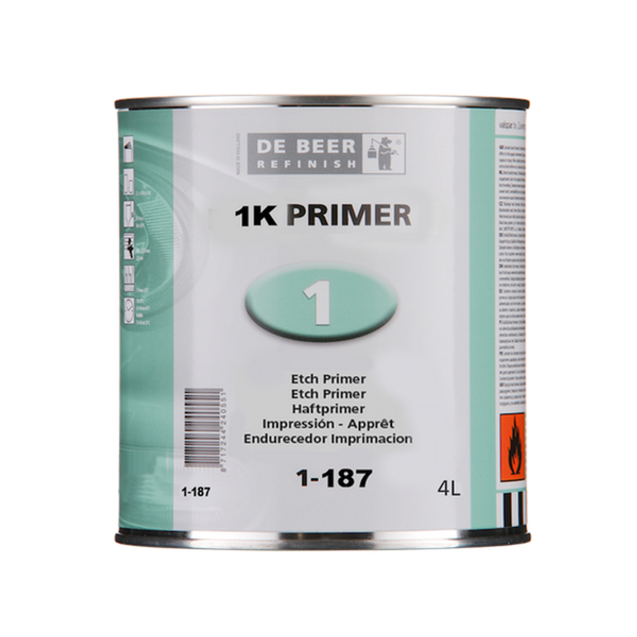 De Beer 1K Etch Primer 1-187 4Lt