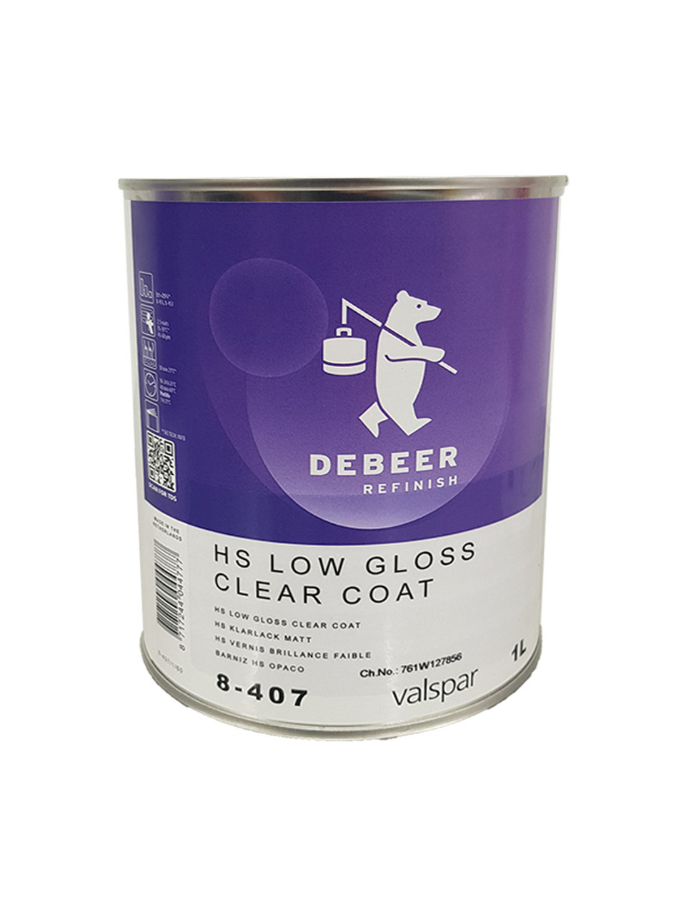 De Beer 8-407 HS Low Gloss Clear Coat 1Lt