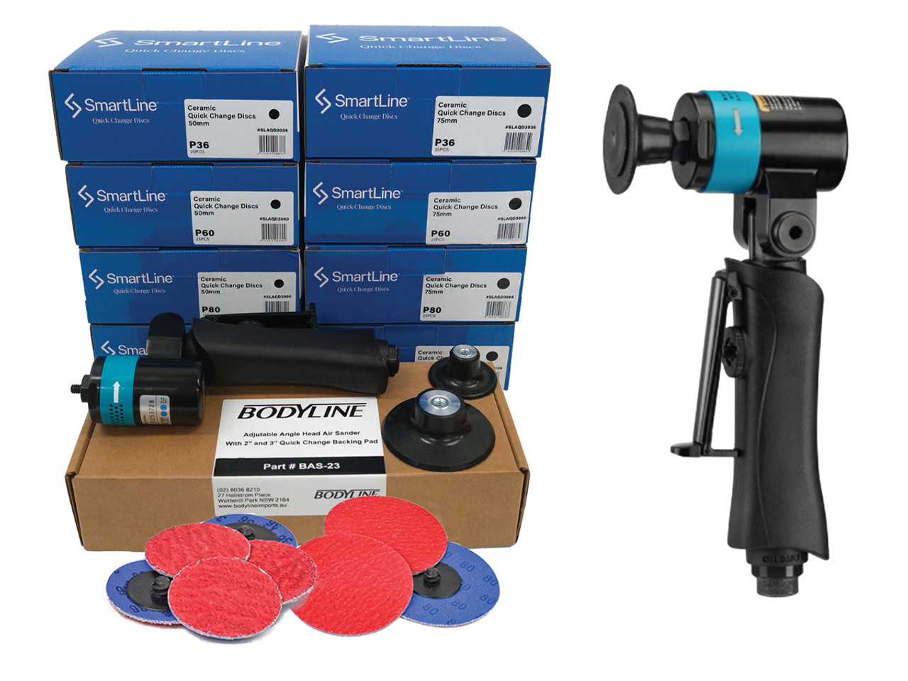 Bodyline Adjustable Head Air Sander 2" Bundle Deal