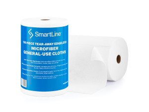 Smartline 175GSM Tear-Away 100 Microfibre Towels Roll - White - 30cm x 30cm