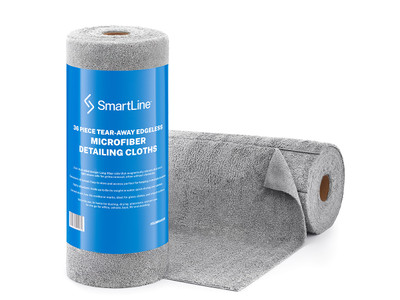 Smartline 300GSM Tear-Away 36 Detailing Microfibre Towels Roll - Grey - 40cm x 40cm