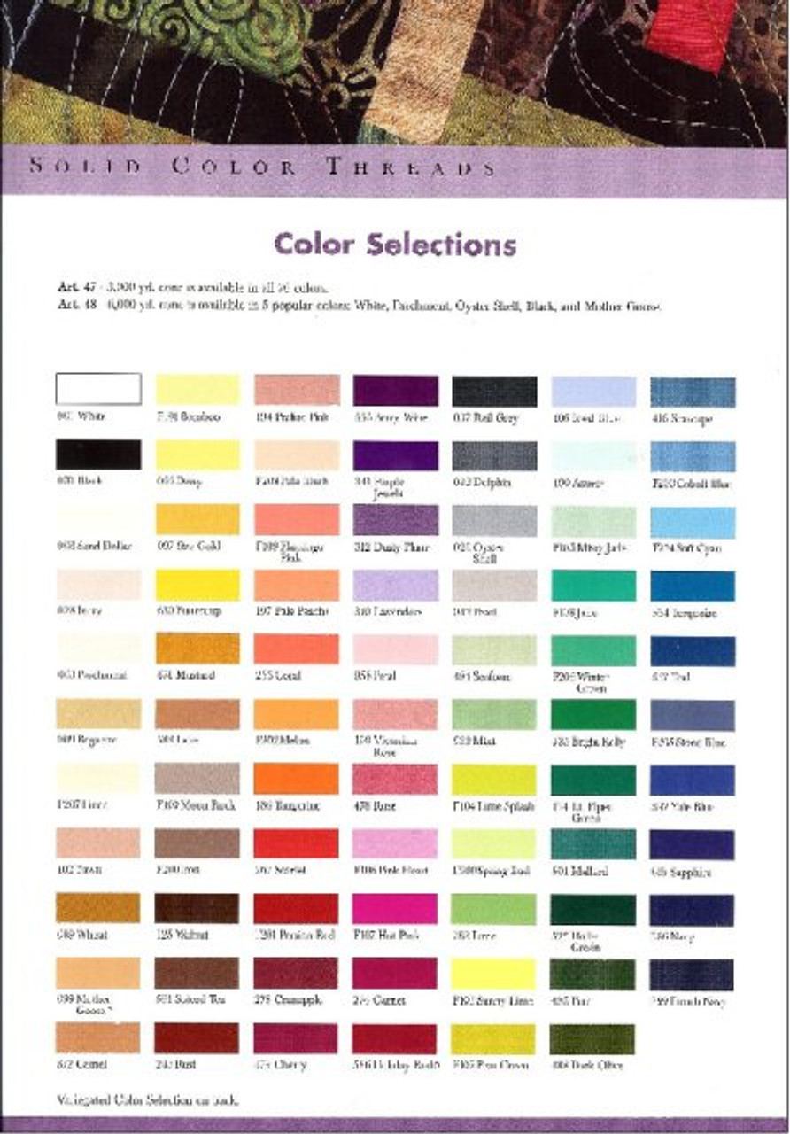 Signature Quilting Thread Color Chart