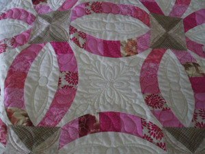 Pink & White Double Wedding Ring Quilt