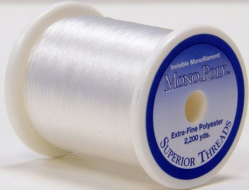 Mono.Poly - Clear - Spool - 2200 yds - .004" Monofilament Polyester Quilting Thread For Light Fabrics