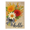 Hello Fall Bow Florals Burlap Garden Flag