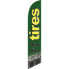 Tires New & Used (green background, yellow letters) Semi Custom Feather Flag Kit