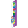 Now Enrolling (white and purple background) Semi Custom Feather Flag Kit