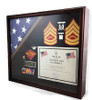 Flag and Accolades Display Case- with Folded 3x5ft USA Flag