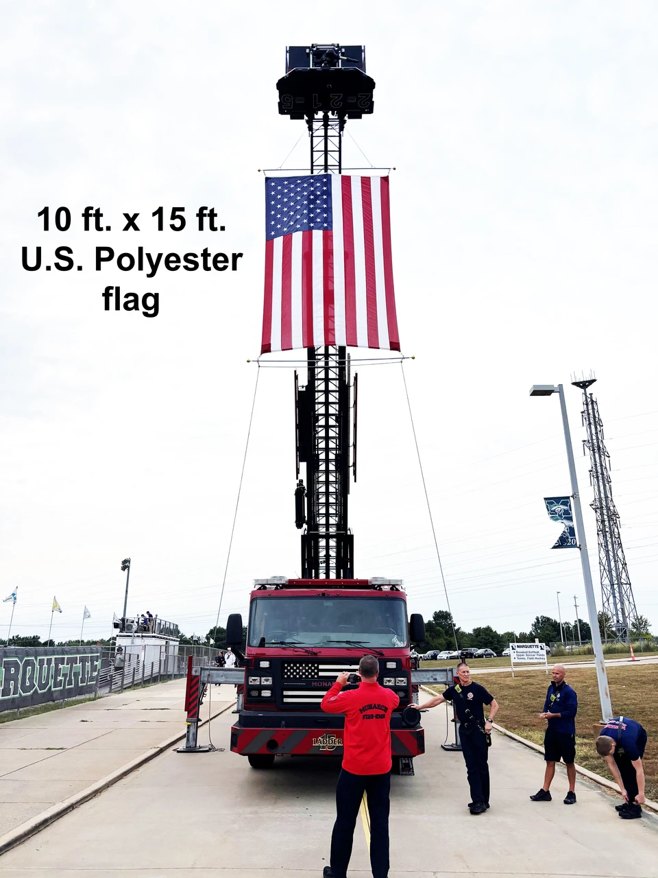 Monarch Fire Department 10x15 US Polyester Fire Truck Flag